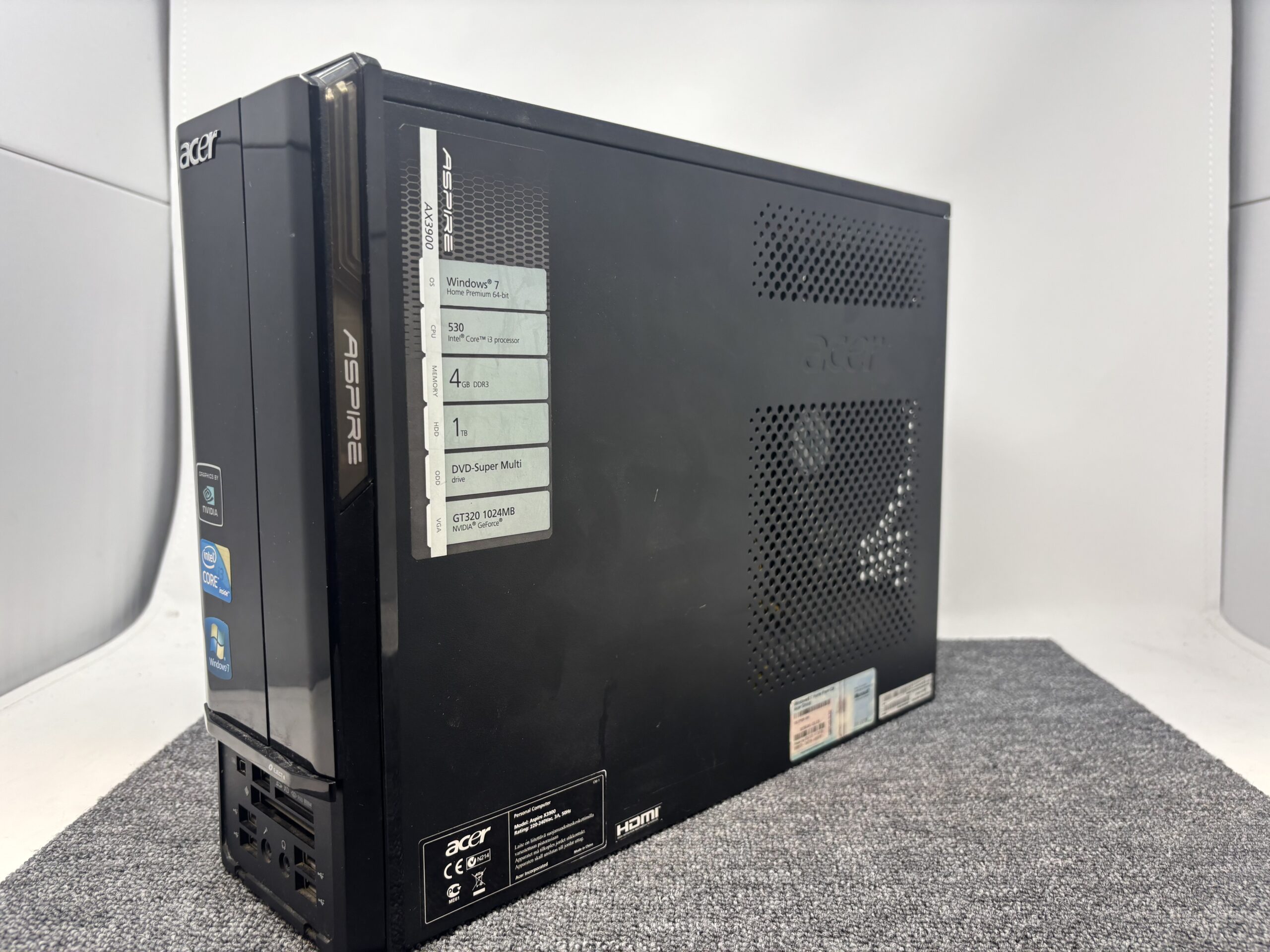 Acer Aspire AX3900 PC Windows 7 Core i3 4GB 250GB HDD DVD SFF Small Form