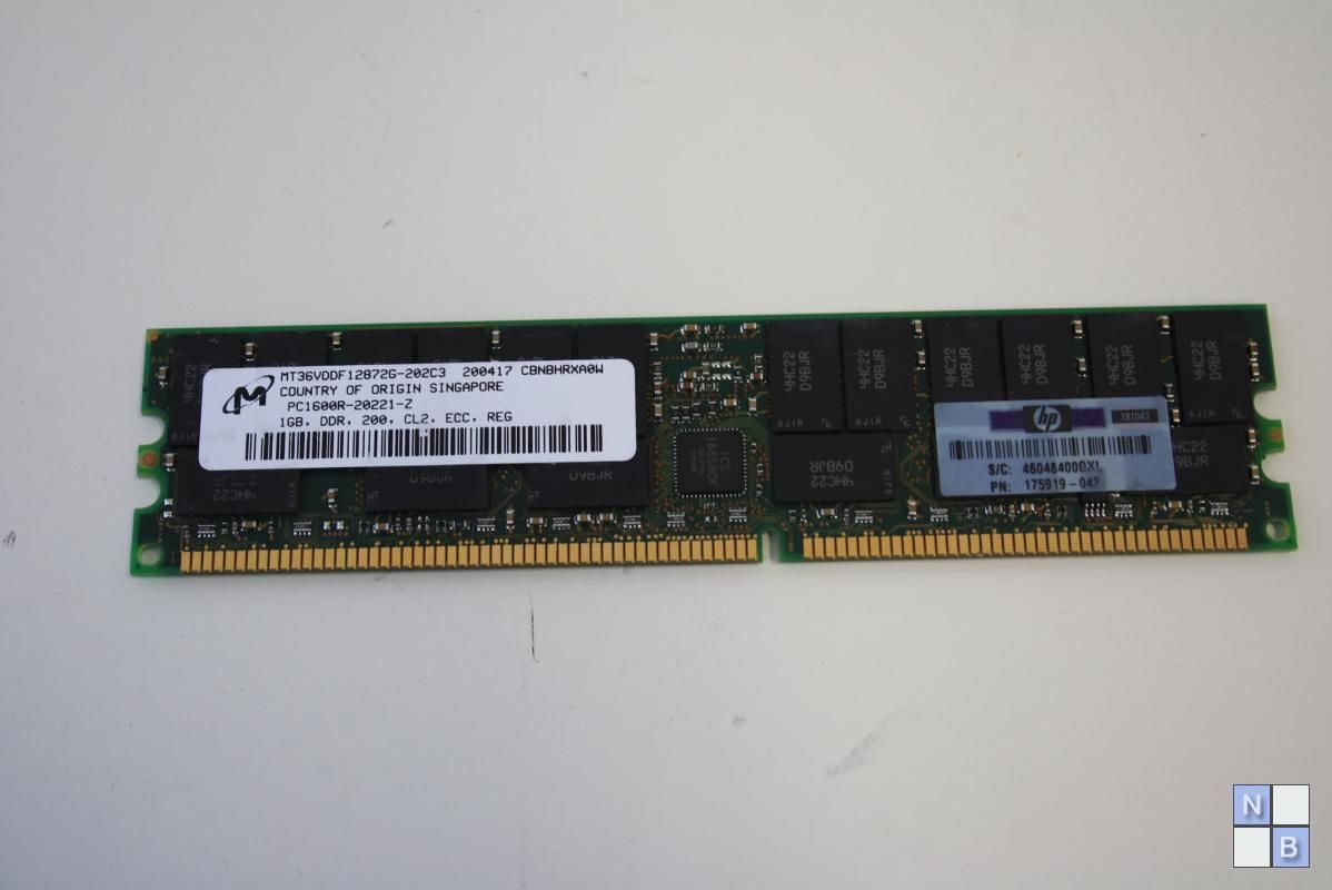Micron 1GB PC1600R-20221-Z HP PN 175919-042 DDR RAM ECC